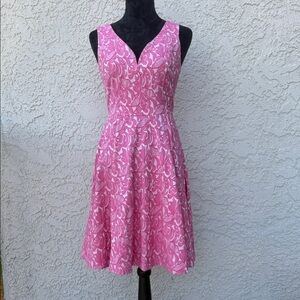 Anthropologie Maeve Claribel Jacquard Fit Pink Dress
